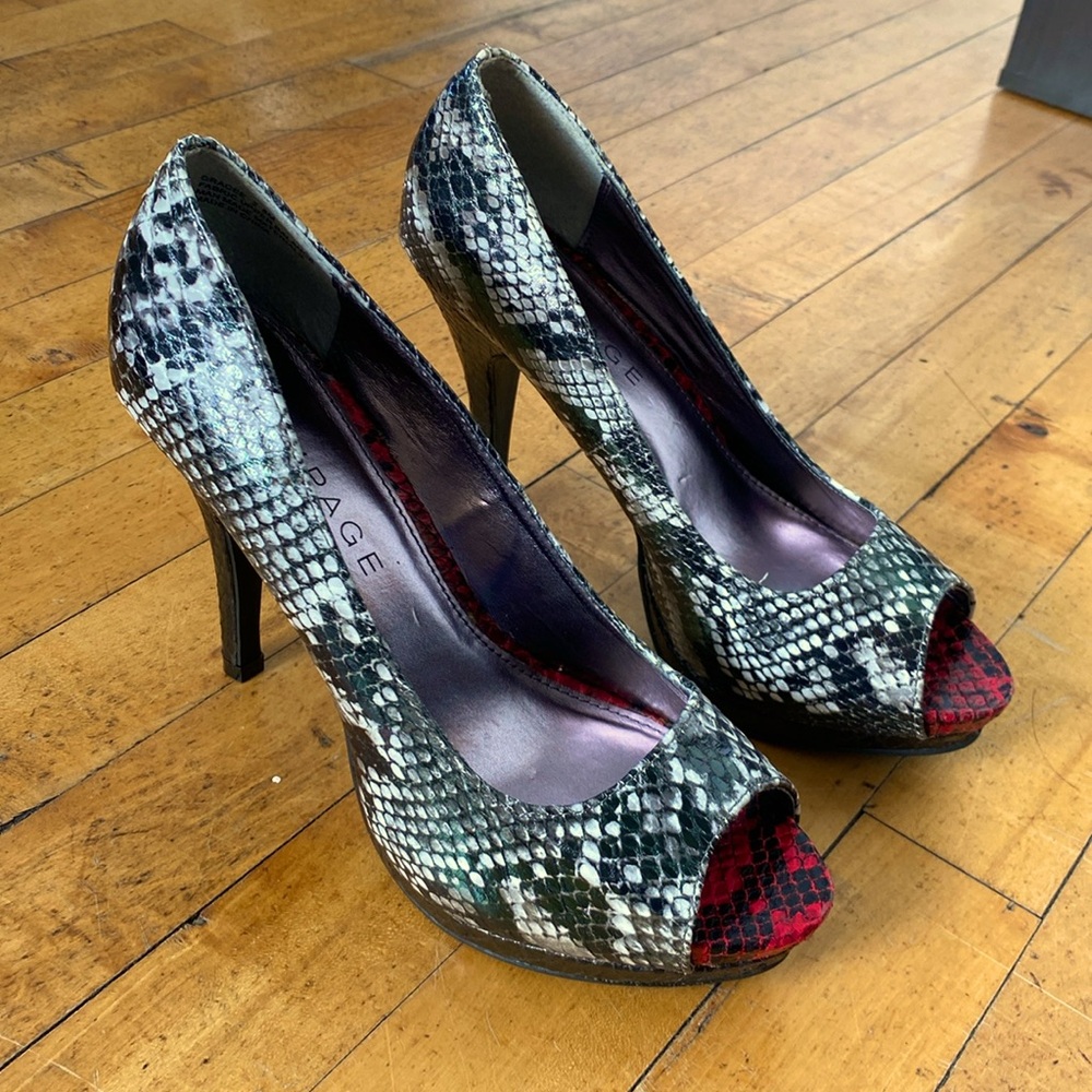 Rampage Gracee 2 SnakeSkin Peep Toe High Heel Size 8W